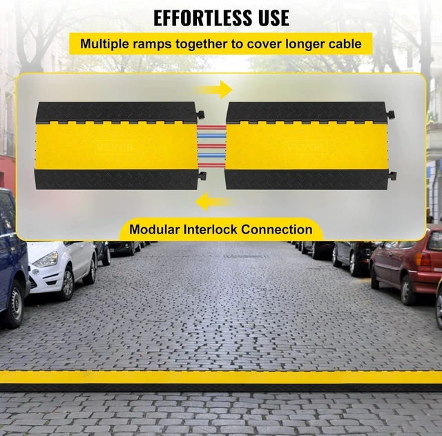 Alt view image 6 of 7 - VEVOR 5 Channel Cable Protectors Extreme Rubber Cable Ramps Heavy Duty Protective Cable Wire Cord Ramp Driveway Rubber Traffic Speed Bumps Cable Protector (5-Channel, 1Pack-18000Lb)