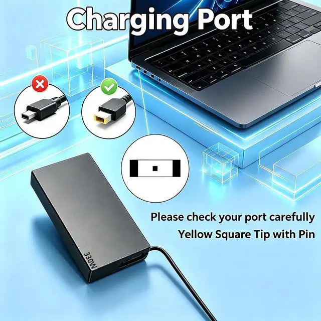 Alt view image 4 of 7 - Slim 330W GaN ADL330SDC3A Charger Replacement for Lenovo Legion RTX Laptop