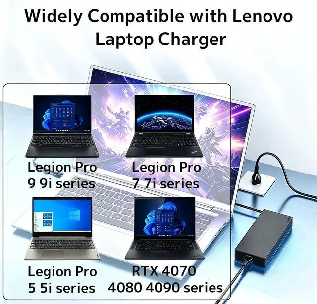 Alt view image 5 of 7 - Slim 330W GaN ADL330SDC3A Charger Replacement for Lenovo Legion RTX Laptop