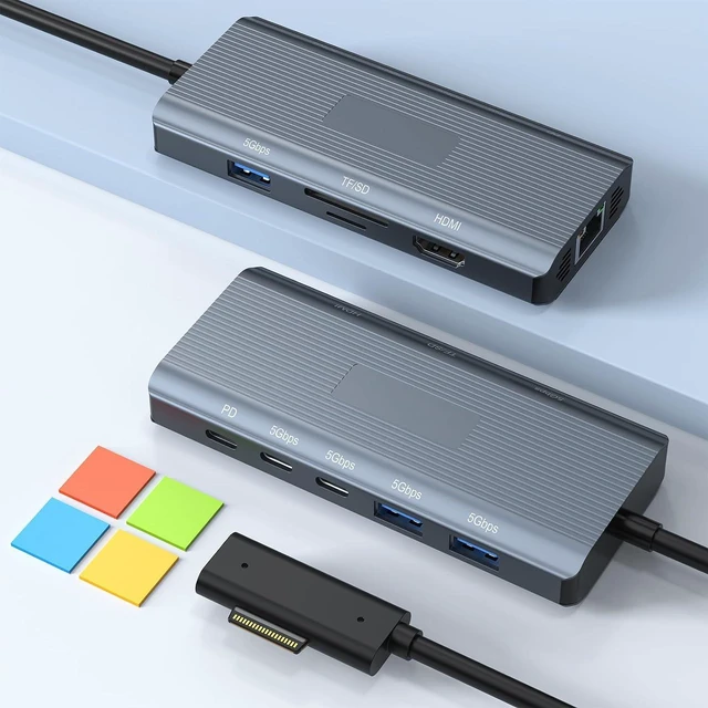 Main image of New Surface Dock, 11-in-1 MS Surface Docking Station 4K@60HZ HDMI, Surface Travel Hub for Surface Pro 11/10/9/8/X/7/6/5/4/3, Surface Laptop 6/5/4/3/2/1, Laptop Go 3/2/1, Surface Book