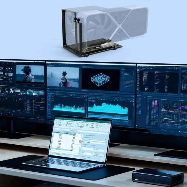 Alt view image 6 of 6 - PCIe 4.0 x4 64Gbps eGPU Dock with 39.4in SFF-8611 OCuLink Cable, OCuLink SFF-8612 8311 to PCIe x16 External GPU Dock for Laptop & Mini PC, External gpu Enclosure Supports External Graphics Card