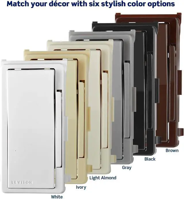 Alt view image 3 of 3 - Leviton Color Change Faceplate for the D36HD Decora Smart Dimmer Switch, D3KIT-T, Light Almond
