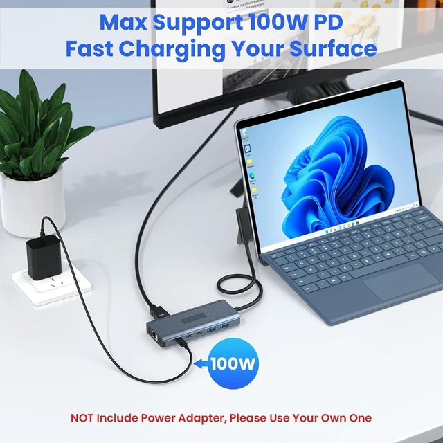 Alt view image 6 of 7 - New Surface Dock, 11-in-1 MS Surface Docking Station 4K@60HZ HDMI, Surface Travel Hub for Surface Pro 11/10/9/8/X/7/6/5/4/3, Surface Laptop 6/5/4/3/2/1, Laptop Go 3/2/1, Surface Book
