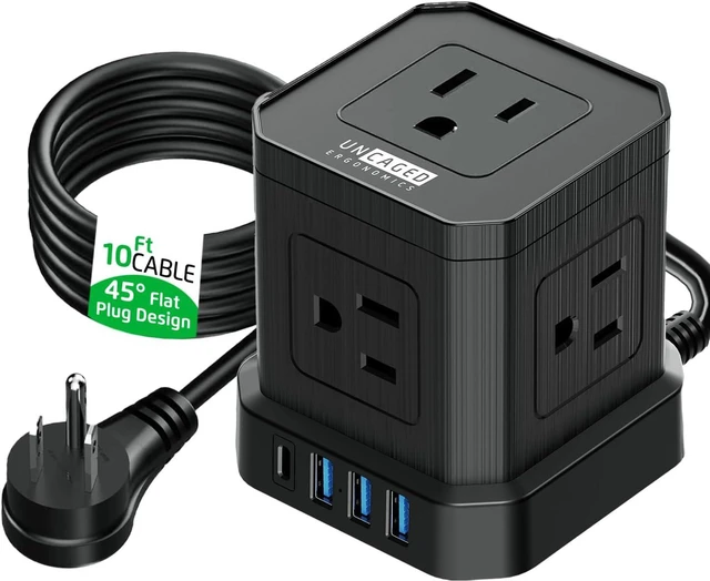 Main image of Cube Power Strips with Surge Protection, 10ft Extension Cord with Multiple Outlets, 5 AC Plugs, 3 USB, 1 Usbc Fast Charging Power Strip with USB Ports, Mountable On/Off Switch Charging Station