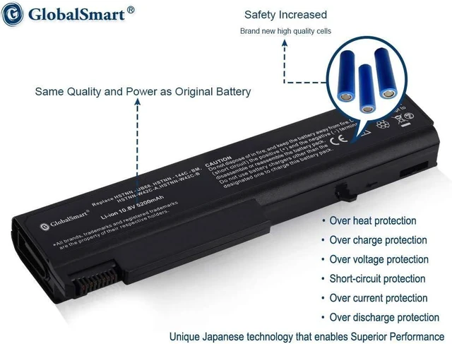 Alt view image 3 of 7 - GlobalSmart High Performance Notebook/Laptop Battery HSTNN-UB68/ HSTNN-XB85/ KU531AA/ HSTNN-IB69 for HP Black ProBook 6550 10.8V 5200mAh 6cell