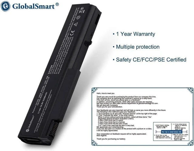 Alt view image 4 of 7 - GlobalSmart High Performance Notebook/Laptop Battery HSTNN-UB68/ HSTNN-XB85/ KU531AA/ HSTNN-IB69 for HP Black ProBook 6550 10.8V 5200mAh 6cell