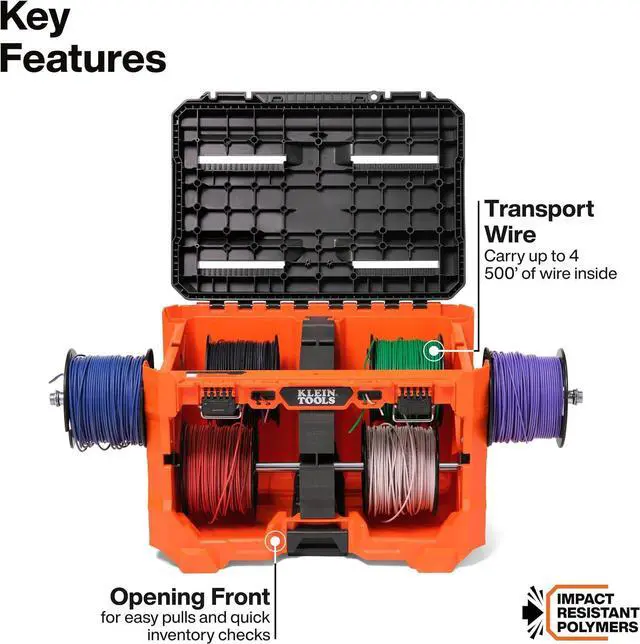Alt view image 2 of 6 - Klein Tools 54825MB MODbox Wire Spool Dispenser, Conduit and Wire Puller, Holds (4) 500-Foot Spools, 120-Pound Capacity, Compatible with MODbox Components