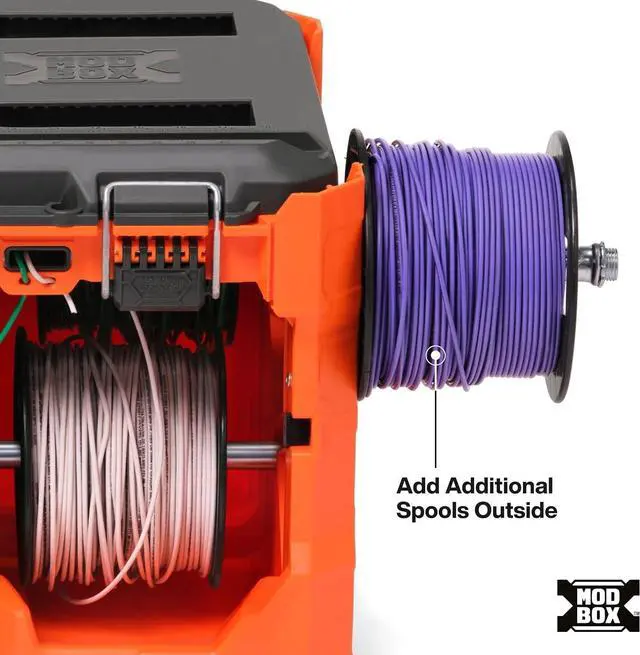Alt view image 4 of 6 - Klein Tools 54825MB MODbox Wire Spool Dispenser, Conduit and Wire Puller, Holds (4) 500-Foot Spools, 120-Pound Capacity, Compatible with MODbox Components