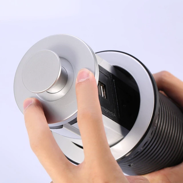 Alt view image 6 of 6 - Yosoo Pop Up Outlet, Aluminium Alloy Shell Tensile Type Pop up Power Desktop Worktop Kitchen Electric Socket for Office Meeting Room Home