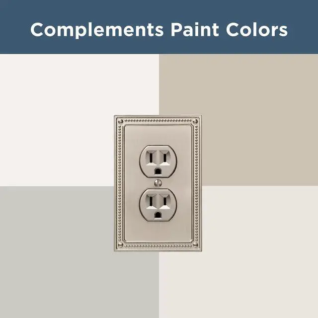 Alt view image 6 of 7 - Franklin Brass W35059V-SN-C Classic Beaded Single Duplex Wall Plate/Switch Plate/Cover (3 Pack), Satin Nickel