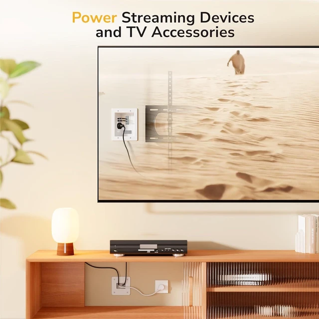 Alt view image 7 of 7 - Mount-It! in-Wall TV Cable Management Kit with Recessed Power Dual Outlet, USB-A and USB-C Ports, 9ft Cord, and Hand Saw Easy, Safe Cable Management for Organized TV and Home Theater Setups