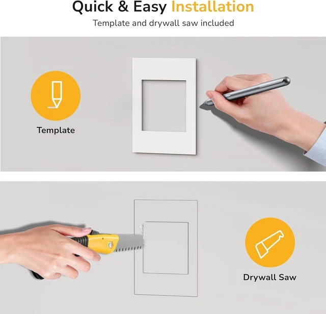 Alt view image 6 of 7 - Mount-It! in-Wall TV Cable Management Kit with Recessed Power Dual Outlet, USB-A and USB-C Ports, 9ft Cord, and Hand Saw Easy, Safe Cable Management for Organized TV and Home Theater Setups