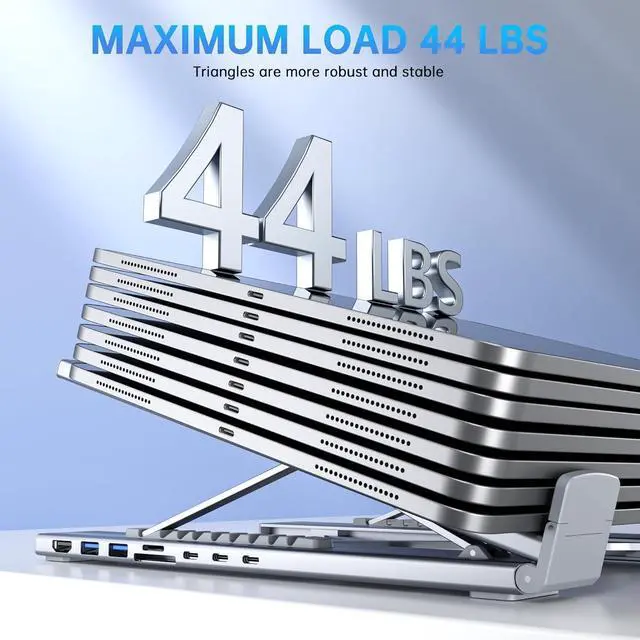 Alt view image 6 of 7 - Laptop Stand with Docking Station, 8 in 1 USB C Hub HDMI Portable Laptop Stand for Desk with USB Ports, Multiport USBC Dock Stands Foldable Adjustable Computer Riser Holder Dongle for MacBook