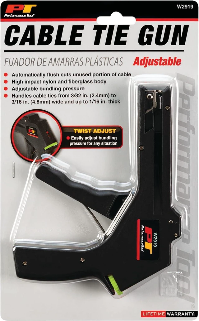 Alt view image 4 of 4 - PERFORMANCE TOOL W2919 Wilmar Adjustable Cable Tie Gun Black