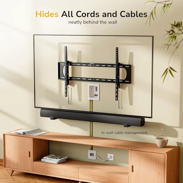 Alt view image 4 of 7 - Mount-It! in-Wall TV Cable Management Kit with Recessed Power Dual Outlet, USB-A and USB-C Ports, 9ft Cord, and Hand Saw Easy, Safe Cable Management for Organized TV and Home Theater Setups