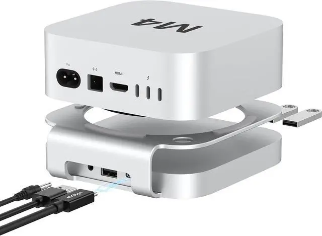 Main image of AKKYAJAURE 40Gbps USB4 Hub & Stand for Mac mini M4, All-Aluminum Docking Station with 40Gbps M.2 SSD (NVMe PCle) Enclosure, 3*USB 2.0, 3.5mm Audio | Mac mini M4 USB-4 Dock