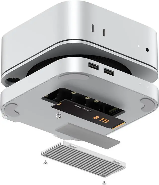 Alt view image 6 of 7 - AKKYAJAURE 40Gbps USB4 Hub & Stand for Mac mini M4, All-Aluminum Docking Station with 40Gbps M.2 SSD (NVMe PCle) Enclosure, 3*USB 2.0, 3.5mm Audio | Mac mini M4 USB-4 Dock
