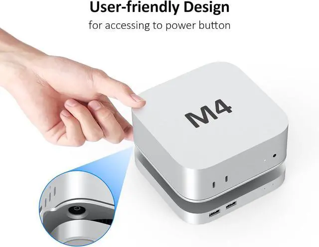 Alt view image 5 of 7 - AKKYAJAURE 40Gbps USB4 Hub & Stand for Mac mini M4, All-Aluminum Docking Station with 40Gbps M.2 SSD (NVMe PCle) Enclosure, 3*USB 2.0, 3.5mm Audio | Mac mini M4 USB-4 Dock
