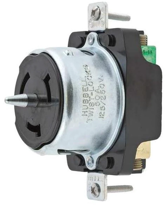 Alt view image 2 of 4 - Hubbell CS8369 Locking Receptacle, 50 amp, 3 Phase 250V, 3 Pole 4 Wire