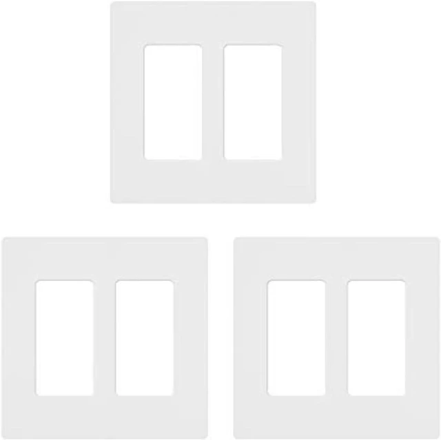 Main image of Lutron CW-2-WH-3 White Claro 2 Gang Decorator Wallplate (3 Pack) | CW-2-WH