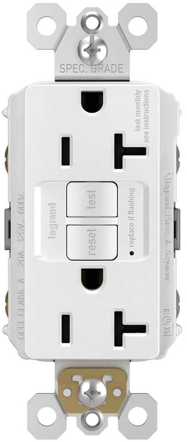 Alt view image 2 of 4 - Legrand Radiant 2097WCCD12 20 Amp GFCI Self Test Decorator Duplex Outlet, White with Screwless Wall Plate (1 Count)