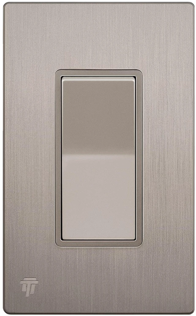 Main image of ENERLITES Elite Series Decorator Light Switch with Brushed Screwless Wall Plate, Single Pole, 3 Wire, Grounding Screw, Residential Grade, 15A 120V, UL Listed, 91150-NKWBP, Brushed Nickel