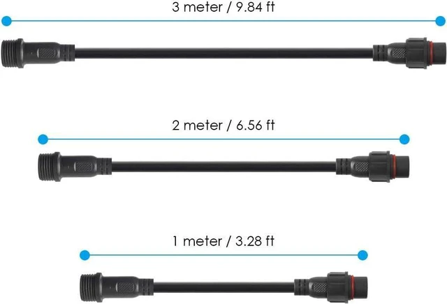 Alt view image 2 of 7 - 5PCS 9.84ft 3meter 3 Pin 0.75mm²/18AWG IP65 Extension Cable Wire with Male and Female Connectors at Both Ends for WS2811 WS2812B SK6812 FCOB CCT etc LED Strip 22mm nut Big Size