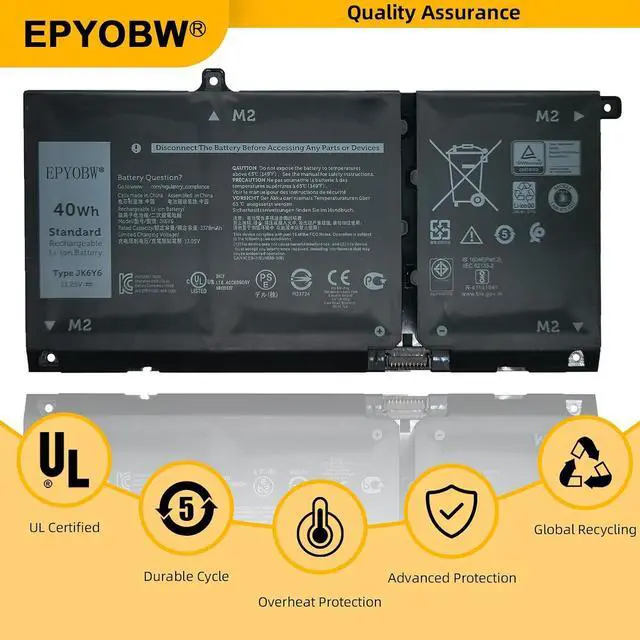 Alt view image 6 of 7 - JK6Y6 Laptop Battery 40Wh 0JK6Y6 H5CKD 7T8CD TXD03