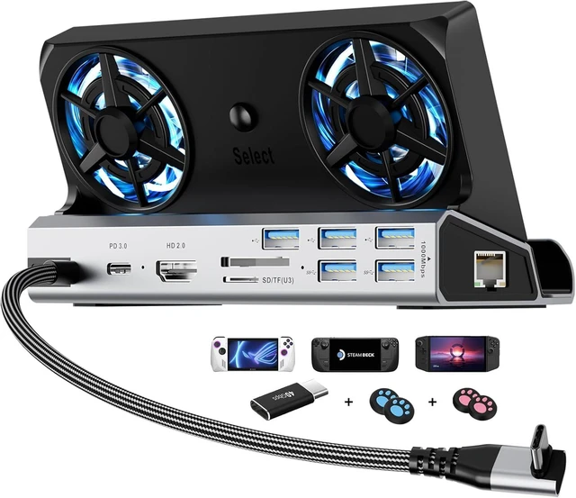 Main image of 13-in-1 Dual Fan Steam Deck Dock Suitable Valve Steam Deck & OLED/Switch & 2 / Asus ROG Ally & X/Lenovo Legion Go & S & 2 / MSI Claw, Nintendo Switch 2 Dock, Steam Deck Accessories,Docking Station