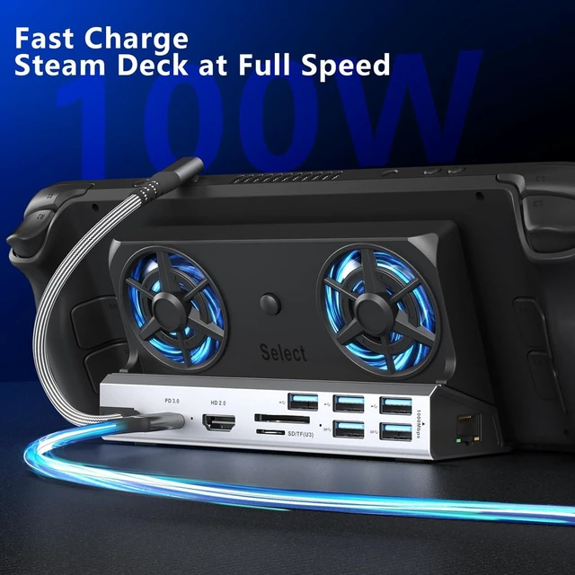 Alt view image 5 of 7 - 13-in-1 Dual Fan Steam Deck Dock Suitable Valve Steam Deck & OLED/Switch & 2 / Asus ROG Ally & X/Lenovo Legion Go & S & 2 / MSI Claw, Nintendo Switch 2 Dock, Steam Deck Accessories,Docking Station