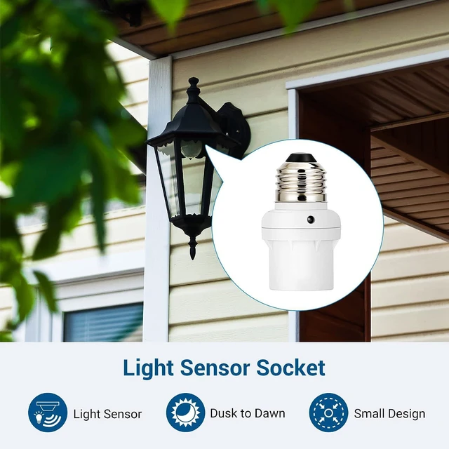 Alt view image 2 of 7 - DEWENWILS Light Sensor Socket, Dusk to Dawn Sensor Socket, Light Bulb Socket for Light Fixtures, Compatible with Incandescent/CFL/LED/Halogen Bulbs, 6 Pack
