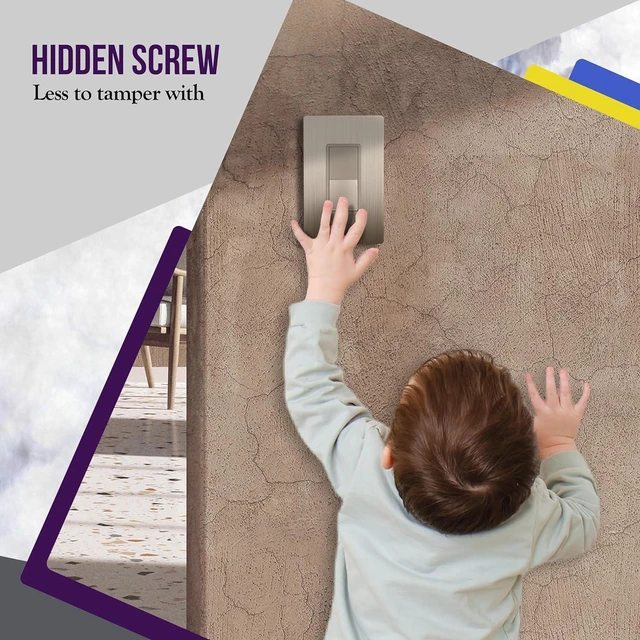 Alt view image 4 of 7 - ENERLITES Elite Series Decorator Light Switch with Brushed Screwless Wall Plate, Single Pole, 3 Wire, Grounding Screw, Residential Grade, 15A 120V, UL Listed, 91150-NKWBP, Brushed Nickel