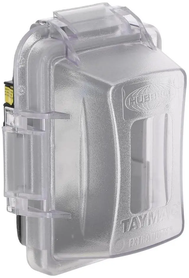 Main image of TayMac MG420CS Nonmetallic Extra Duty Complete in-Use Cover 15 Amp WRTR Self Test GFCI Kit, 1-Gang, Clear/Gray