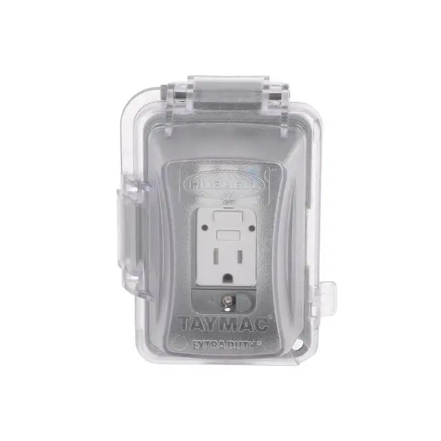 Alt view image 2 of 7 - TayMac MG420CS Nonmetallic Extra Duty Complete in-Use Cover 15 Amp WRTR Self Test GFCI Kit, 1-Gang, Clear/Gray