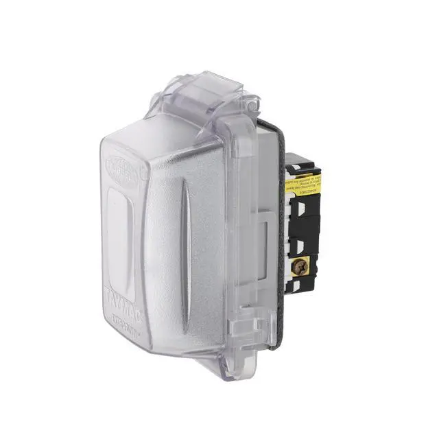 Alt view image 3 of 7 - TayMac MG420CS Nonmetallic Extra Duty Complete in-Use Cover 15 Amp WRTR Self Test GFCI Kit, 1-Gang, Clear/Gray
