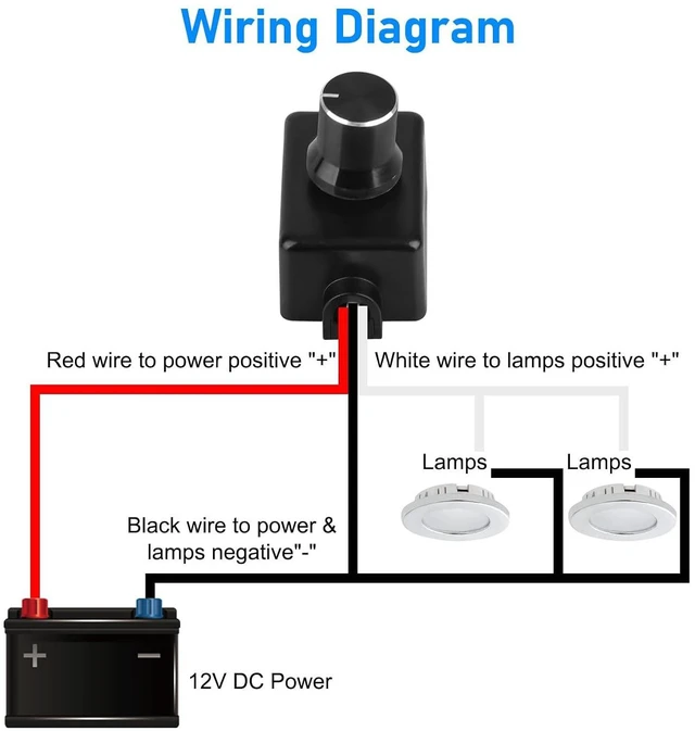 Alt view image 6 of 7 - Linkstyle 12V Dimmer Switch, 2 Gang 60W PWM LED Dimmer, ON/Off Rotary Dimmer for LED Lights, Halogen, Incandescent, for Car Trailers Van