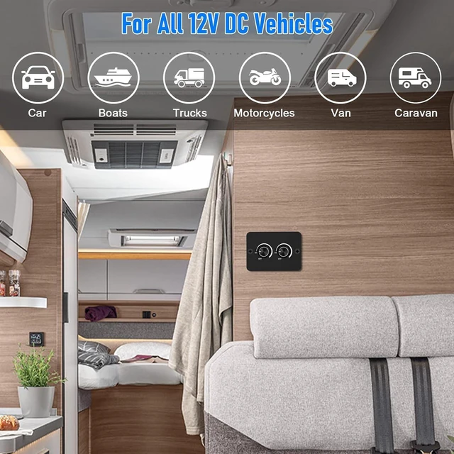 Alt view image 7 of 7 - Linkstyle 12V Dimmer Switch, 2 Gang 60W PWM LED Dimmer, ON/Off Rotary Dimmer for LED Lights, Halogen, Incandescent, for Car Trailers Van