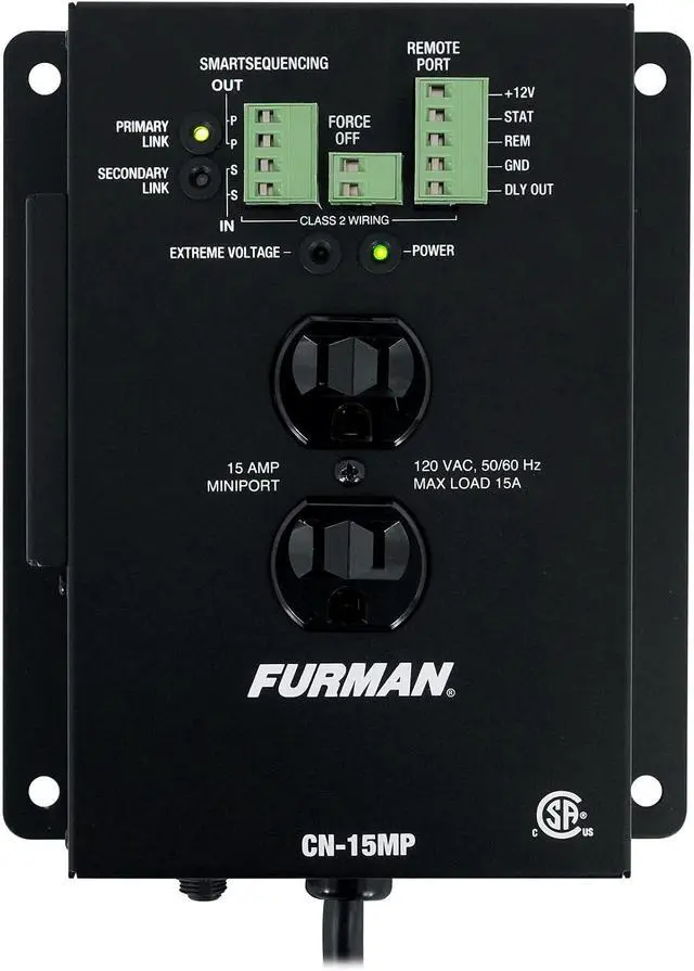 Alt view image 2 of 7 - Furman Sound BlueBOLT CN-15MP 15A MiniPort Remote Duplex Smart Outlet