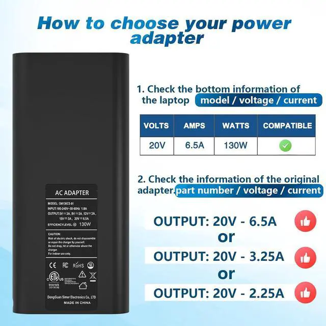 Alt view image 3 of 6 - Compatible with Dell 130W USB C Laptop Charger-XPS 15 17/Precision/Latitude