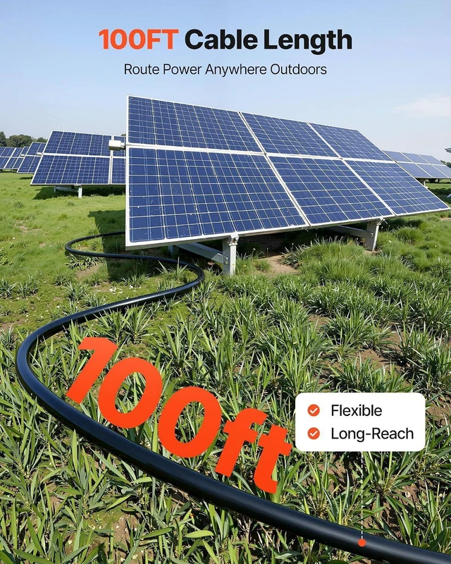 Alt view image 4 of 7 - VEVOR Solar Panel Wire, 100 ft Black + 100 ft Red Kit, 10 AWG (6 mm²) Solar Panel Extension Cable, PV Tinned Copper Wire, for Outdoor Home Off-Grid Photovoltaic Systems Automotive RV Boat Marine, IP67