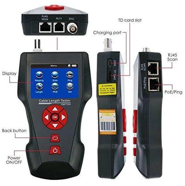 Alt view image 2 of 6 - Noyafa NF-8601W-A Multi-Functional Network Cable Tester for RJ45, RJ11, BNC, PING/POE 8 Identifier