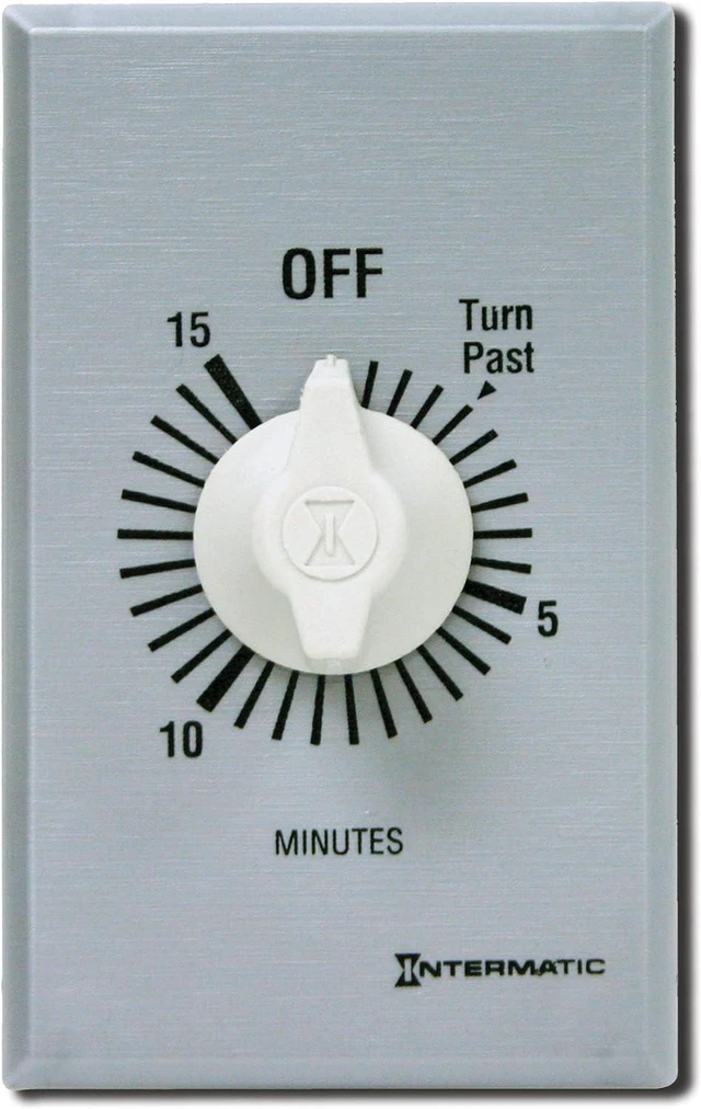 Main image of Intermatic FF315M 15-Minute Spring Loaded Wall Timer, Brushed Metal Finish - Energy-Saving Operation Installation