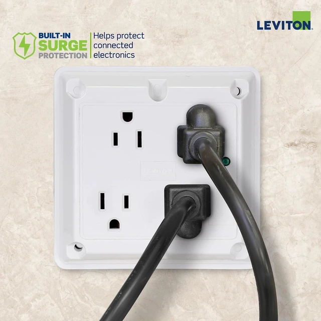 Alt view image 7 of 7 - Leviton 4-in-1 Surge Protective Quadruplex Receptacle Outlet, Heavy-Duty Industrial Specification Grade, 15 Amp, 125 Volt, 5480-R, Red