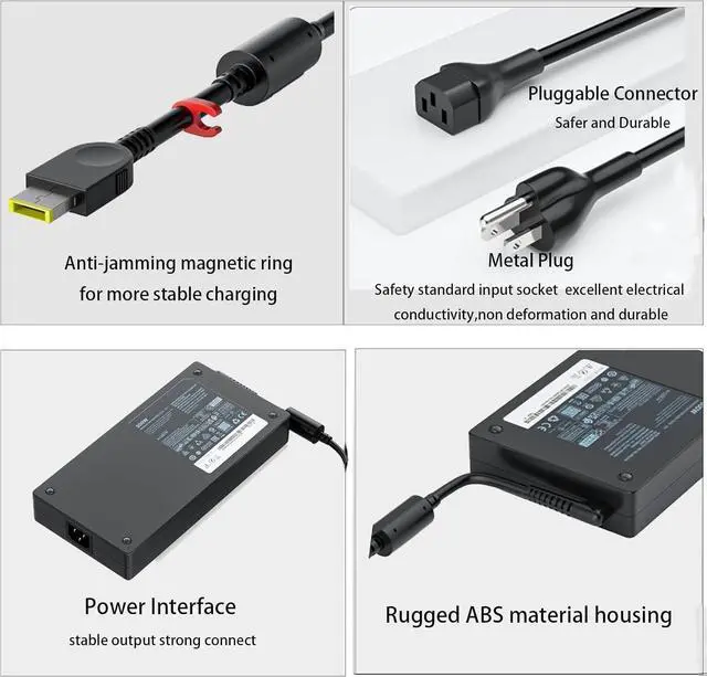 Alt view image 5 of 7 - 300W Laptop Charger Replacement for Lenovo Legion 5 5i 5P 7 7i pro 15 16 17 R9000P R9000K Y9000K Y9000X, RTX 3050 3060 3070 20V 15A Power Supply Cord Ac Adapte