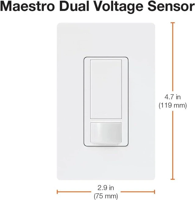 Alt view image 4 of 4 - Lutron MS-OPS6M2-DV-WH Maestro 6-Amp Multi-Location Dual Voltage Occupancy Sensing Switch, White