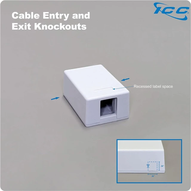 Alt view image 7 of 7 - ICC Surface Mount Box with 1 Port, White, 25-Pack