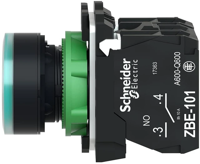 Alt view image 5 of 7 - Schneider Electric Illuminated Push Button - Green Flush Color, Plastic, Universal LED with Plain Lens - 22mm, 1NO/1NC Contact Type, 110/120V AC - Quick & Easy Assembly - Harmony XB5 (XB5AW33G5)