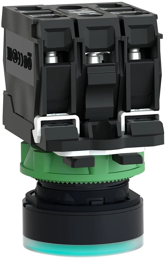 Alt view image 7 of 7 - Schneider Electric Illuminated Push Button - Green Flush Color, Plastic, Universal LED with Plain Lens - 22mm, 1NO/1NC Contact Type, 110/120V AC - Quick & Easy Assembly - Harmony XB5 (XB5AW33G5)