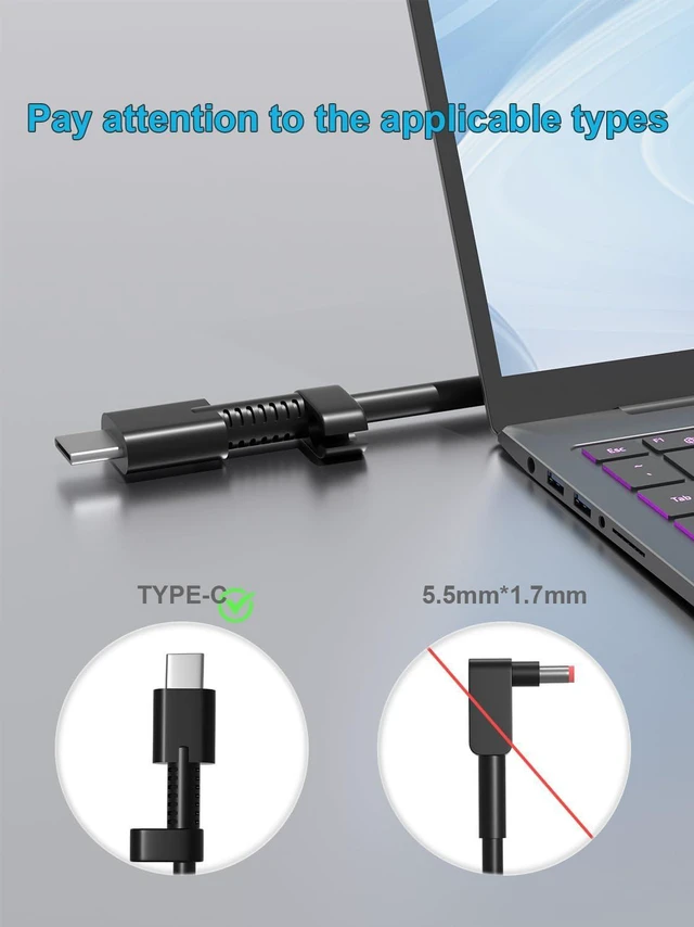 Alt view image 2 of 7 - 100W 65W USB C Charger for Asus ROG Ally X Z1, Flow X13 Z13 GV301 GV302 GZ301 Vivobook S 14 15 16X 14X ZenBook 14 14X S13 ROG Zephyrus G16 M16 G15 G14 S17 Duo 15 16 Strix G18 G16 Scar Laptop