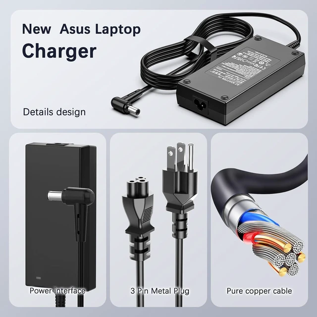 Alt view image 7 of 7 - 180W Laptop Charger Compatible with Asus FX505 FX506 FX505D FX505G FX506L, TUF Gaming F15 FX505DD FX505DT FX505DU FX505DY FX505GT FX505GD FX505GE FX506LI AC Adapter Power Supply Cord